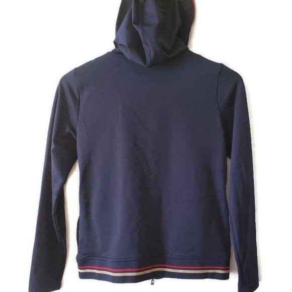 BCBG MAXAZRIA Women’s Full Zip Front Hooded Track Jacket Navy Blue Size Medium - Picture 5 of 13